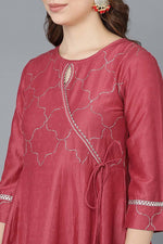 Thumbnail for Ahika Women Red Poly Silk Embroidered Kurta Trousers With Dupatta