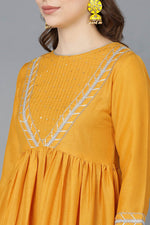 Thumbnail for Ahika Mustard Poly Silk Flared Suit Set