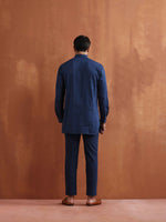 Thumbnail for trueBrowns Men's Blue Cotton Short Kurta