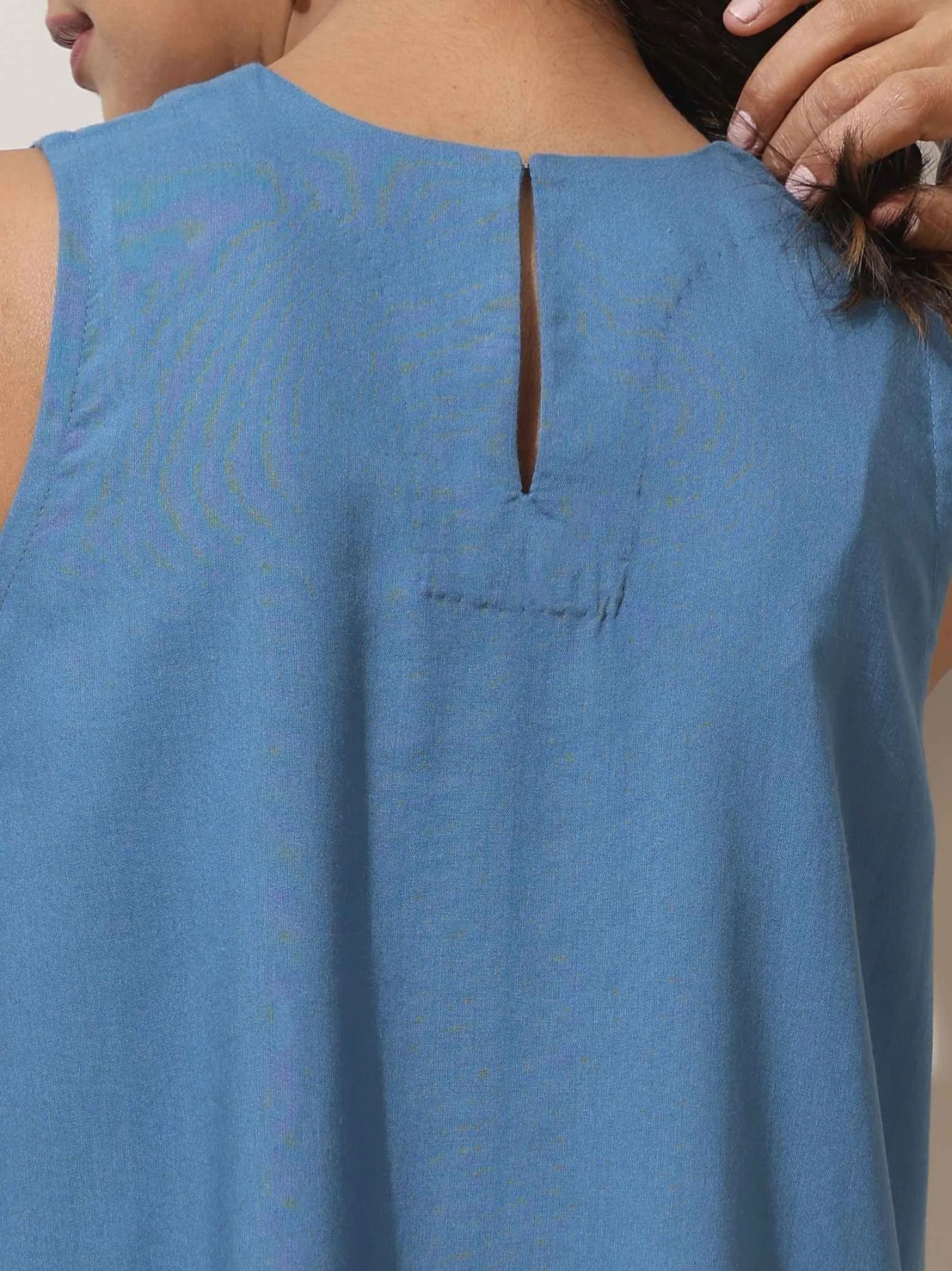 trueBrowns Blue Viscose Solid Co-ord Set