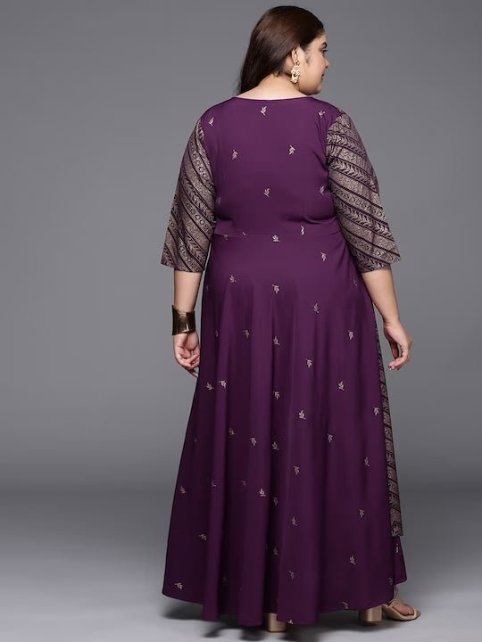 Ahalyaa Plus Size V-neck Maxi Ethnic Dress - Distacart