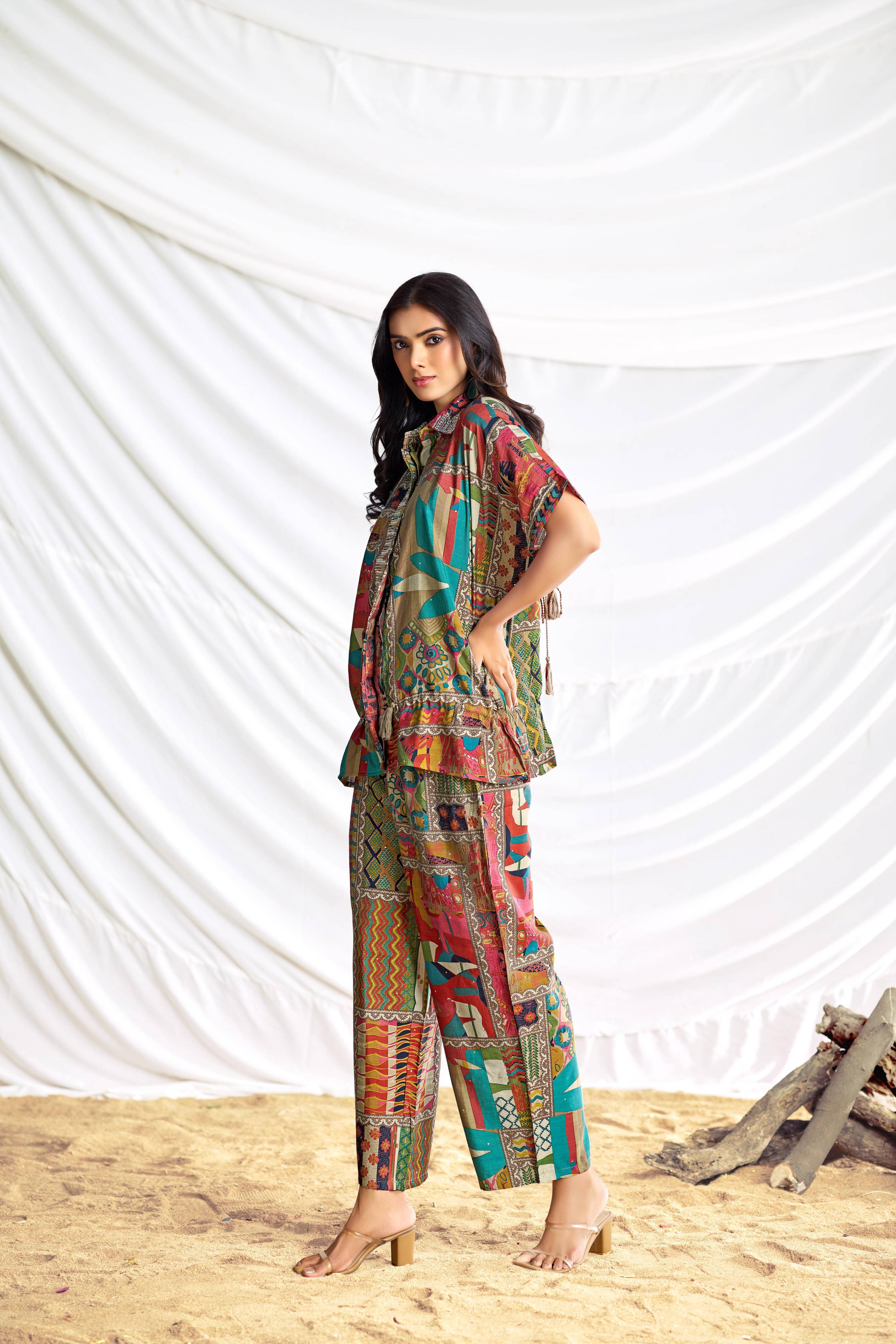 BulBul Kate Beige Chanderi Co-Ord Set