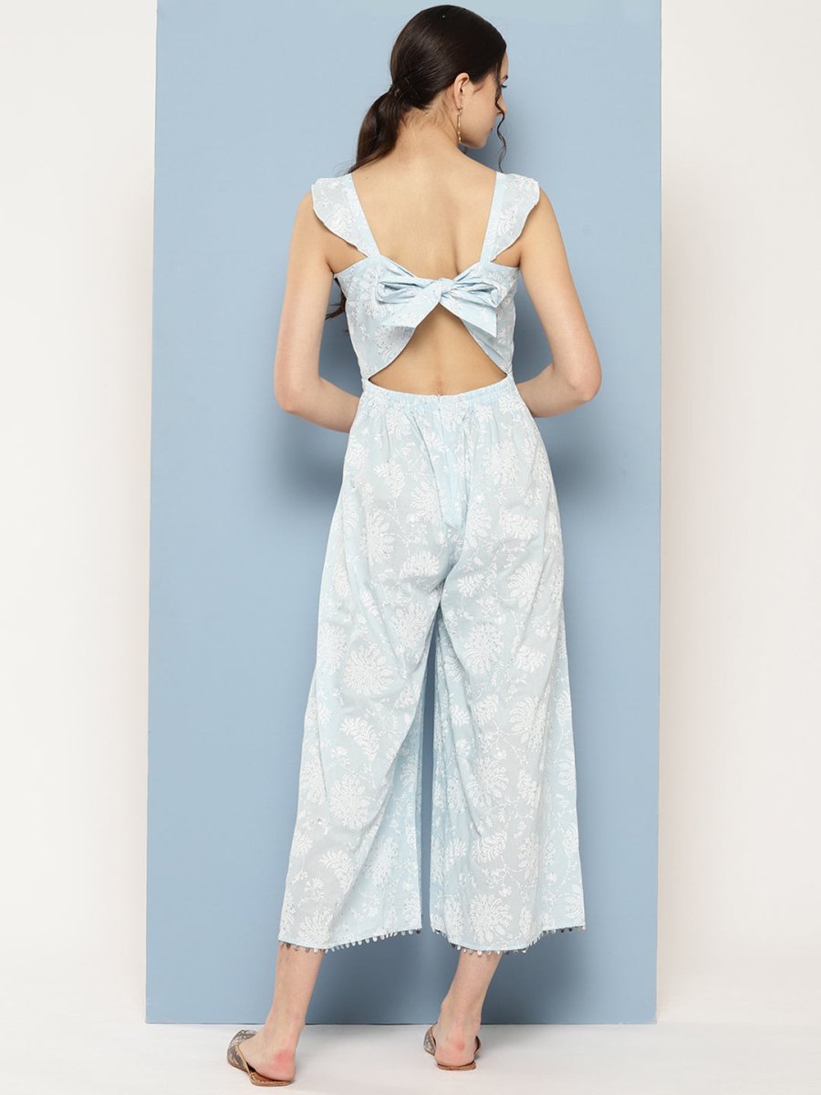Ahalyaa Printed Basic Jumpsuit with Ruffles - Distacart
