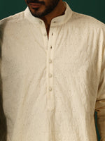 Thumbnail for trueBrowns Men's Ivory Tonal Cotton Co-ord Set - Distacart