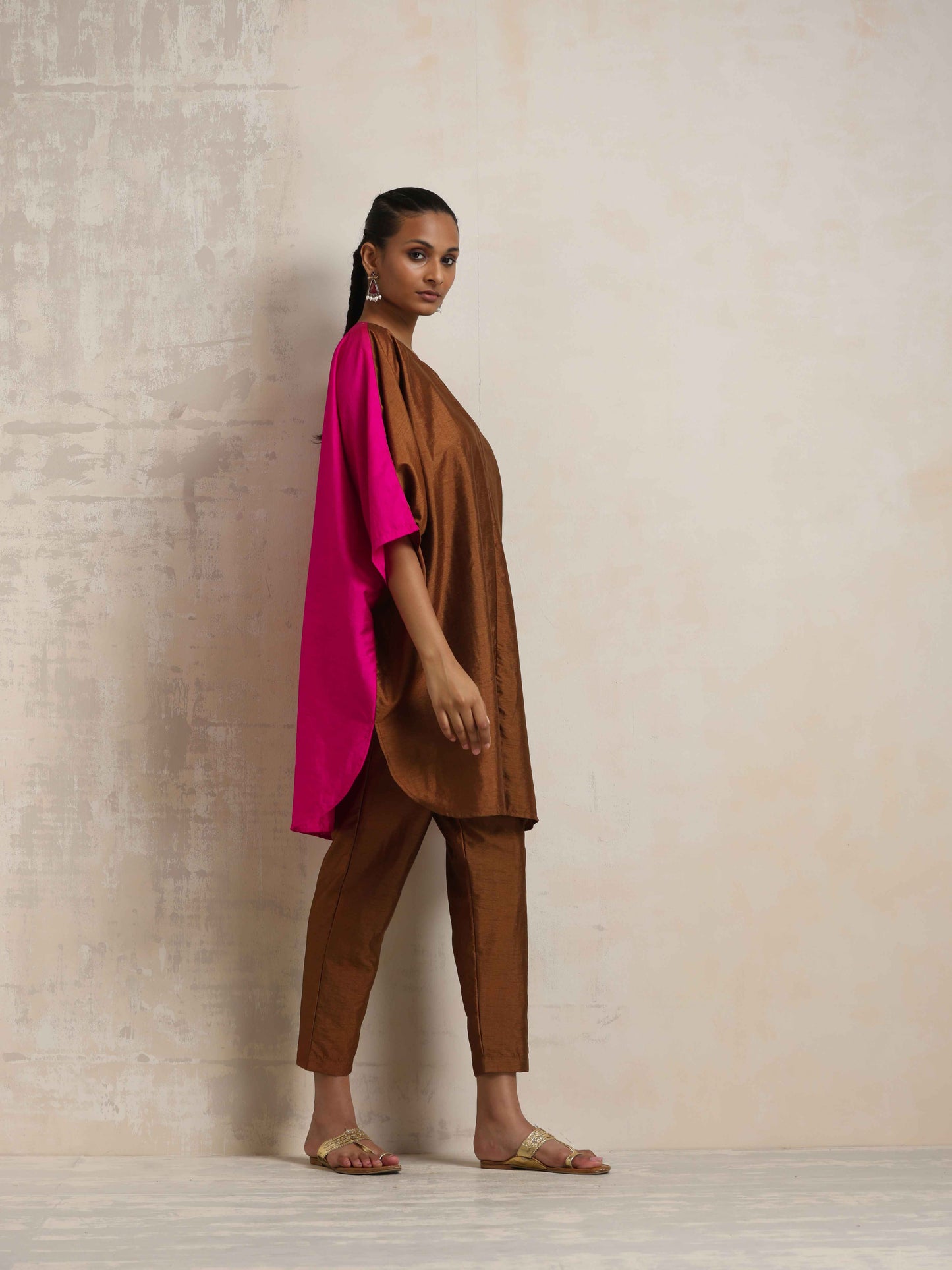 trueBrowns Brown Silk Co-ord Set - Distacart