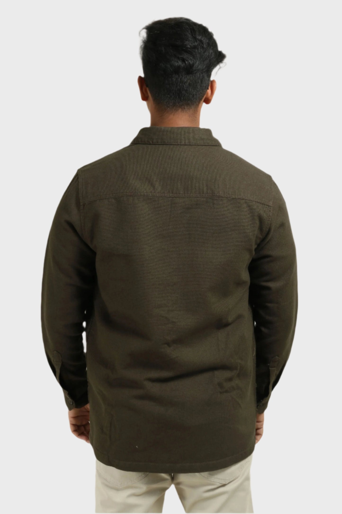 Xkind Olive Green Regular Fit Shacket - Distacart