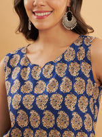 Thumbnail for InWeave Ink Blue Small Paisley Kalamkari W/U Top
