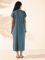 Thumbnail for trueBrowns Turquoise Cotton Dobby Dress - Distacart