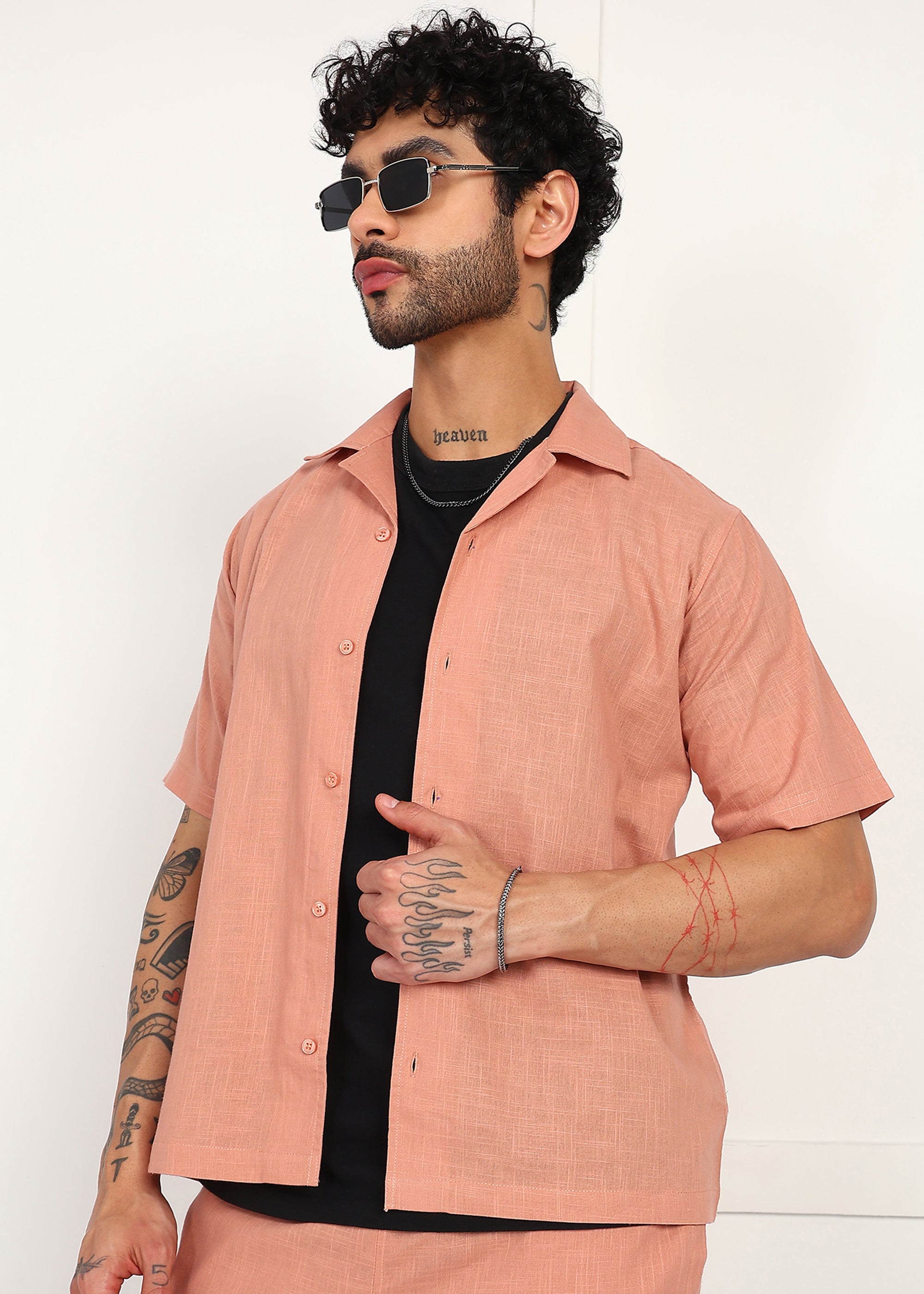 Fabmade Men’S Peach Linen Co-Ord Set - Distacart