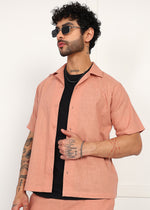 Thumbnail for Fabmade Men’S Peach Linen Co-Ord Set - Distacart