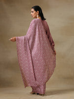 Thumbnail for trueBrowns Dark Mauve Bandhani Printed SilkReady to Wear Saree - Distacart