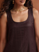 Thumbnail for trueBrowns Brown Metallic Straight Kurta Set - Distacart