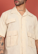 Thumbnail for Fabmade Men’S Cream Shirt With 3 Pockets – Relaxed Fit - Distacart