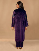Thumbnail for trueBrowns Wine Velvet Embroidered Kurta Set