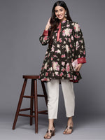 Thumbnail for Ahalyaa Mandarin Collar Floral Print Crepe Tunic - Distacart