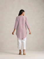 Thumbnail for trueBrowns Pink Cotton Blend Short Kurta