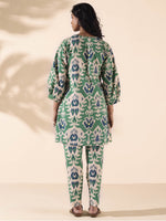Thumbnail for trueBrowns Green Cotton Ikat Relaxed Co-ord Set - Distacart