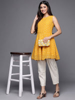 Thumbnail for Ahalyaa Boat Neck Printed Embellished Tunic - Distacart