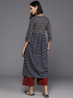 Thumbnail for Varanga Women Blue And Maroon Bandez Printed Anarkali Kurta - Distacart