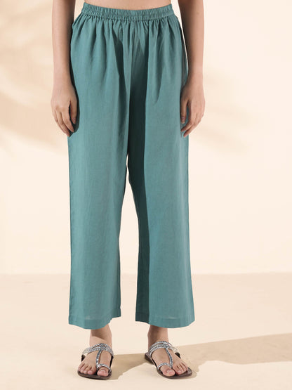 trueBrowns Green Cotton Ikat Kurta Pant Set - Distacart