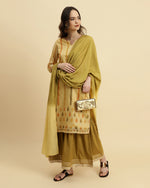 Thumbnail for Varanga Striped Chanderi Kurta With Sharara And Ombre Dupatta