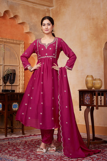 Anaita Pink Anarkali Readymade Suit with Embroidery Work - Dista