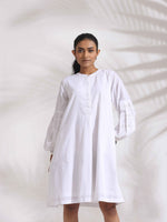 Thumbnail for trueBrowns White Cotton Schiffli Short Dress
