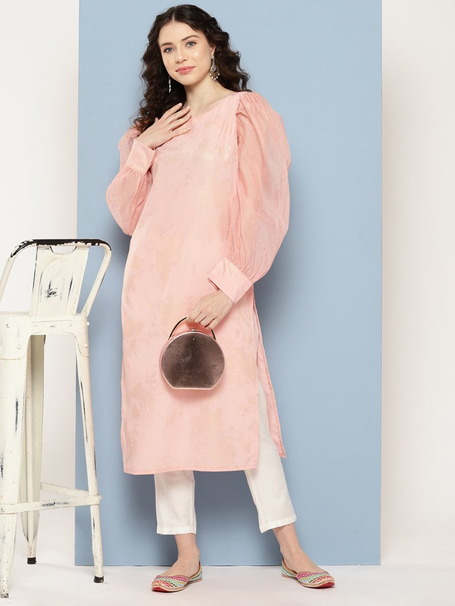 Ahalyaa Women Floral Printed Pastels Crepe Kurta - Distacart