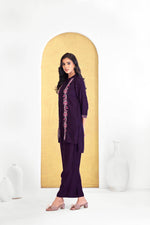 Thumbnail for BulBul Deepti Chanderi Purple Co-Ord Set