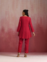 Thumbnail for trueBrowns Red Cotton Dobby Kurta Co-ord set
