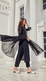 Thumbnail for BulBul Khushi Black Cotton Kurta Set with Dupatta