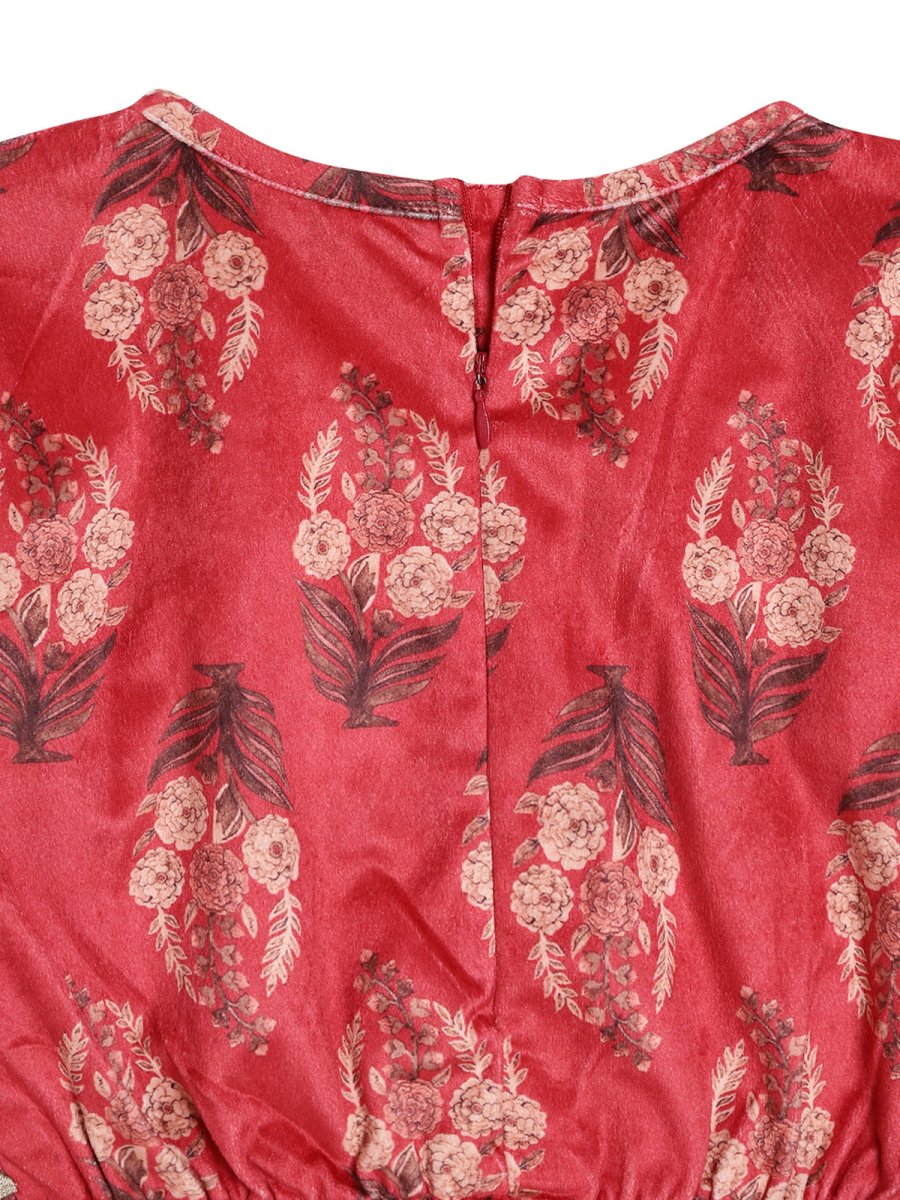 Ahalyaa Girls Floral Printed Velvet Ready to Wear Kids Lehenga Choli - Distacart