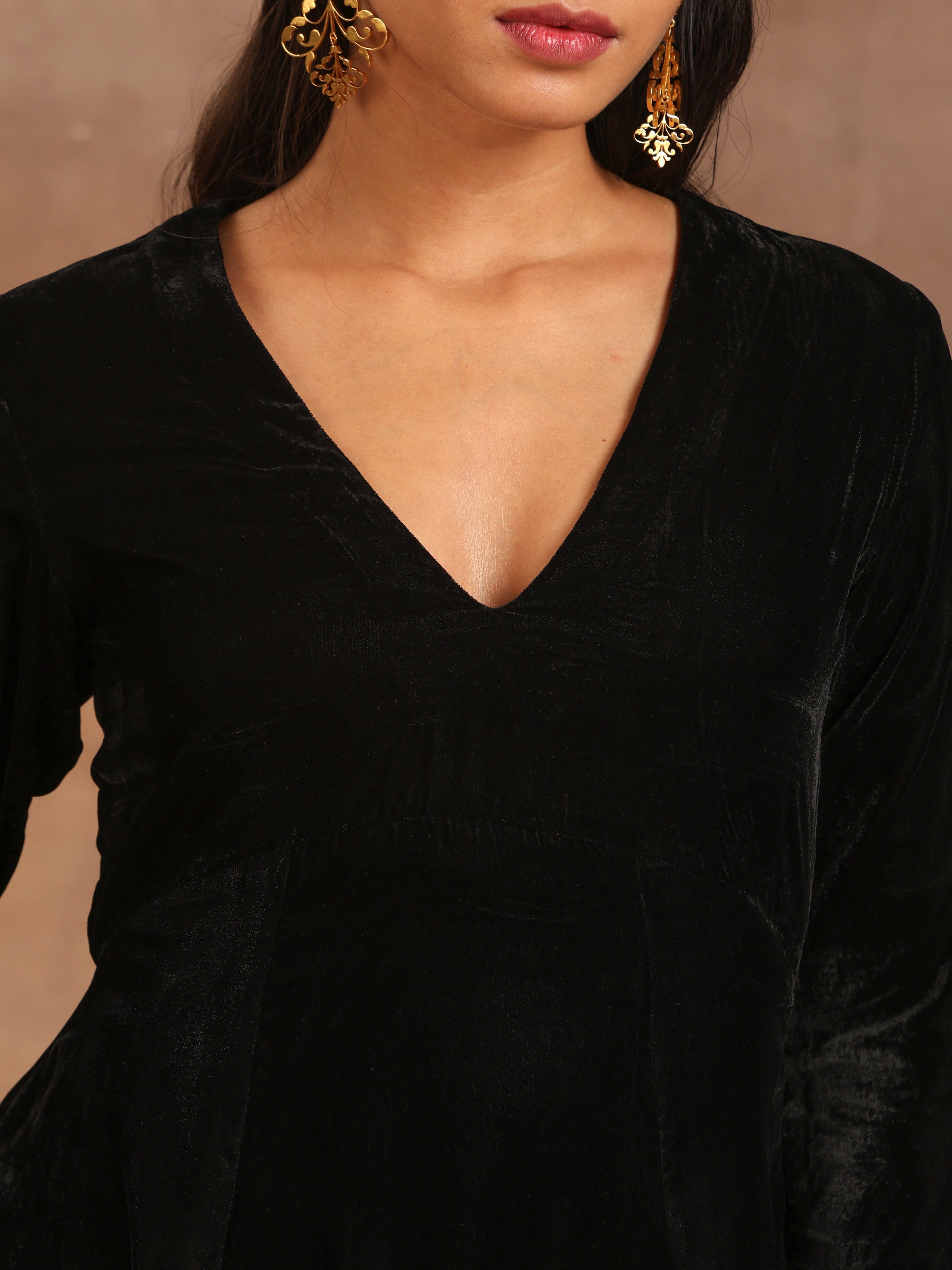 trueBrowns Black Velvet Dress - Distacart