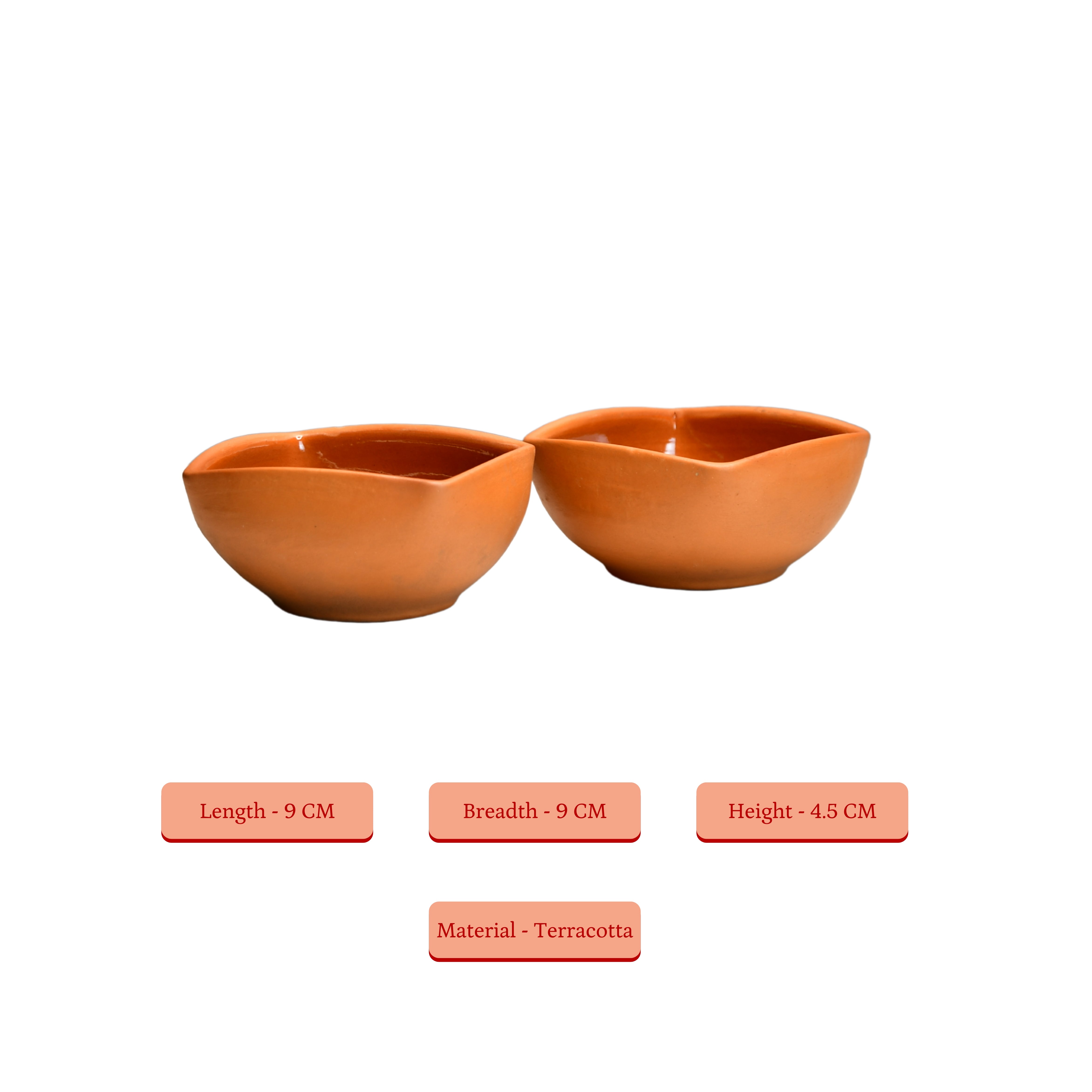Sowpeace Premium Set of 2 Terracotta Square Serving Bowls