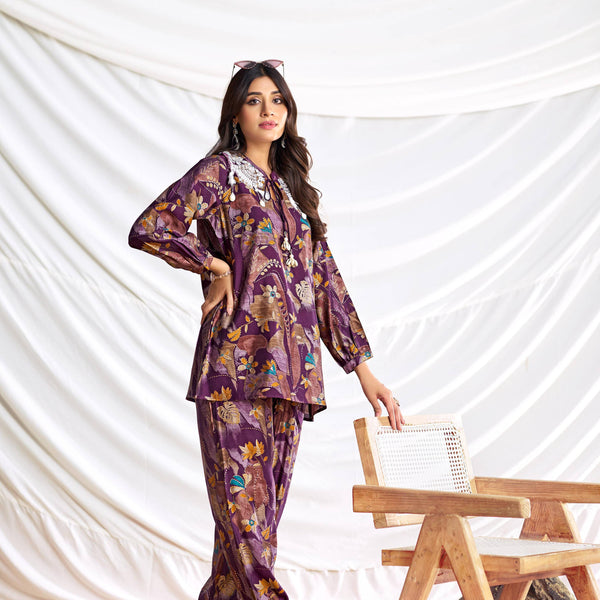 BulBul Nilisha Purple Chanderi Co-Ord Set