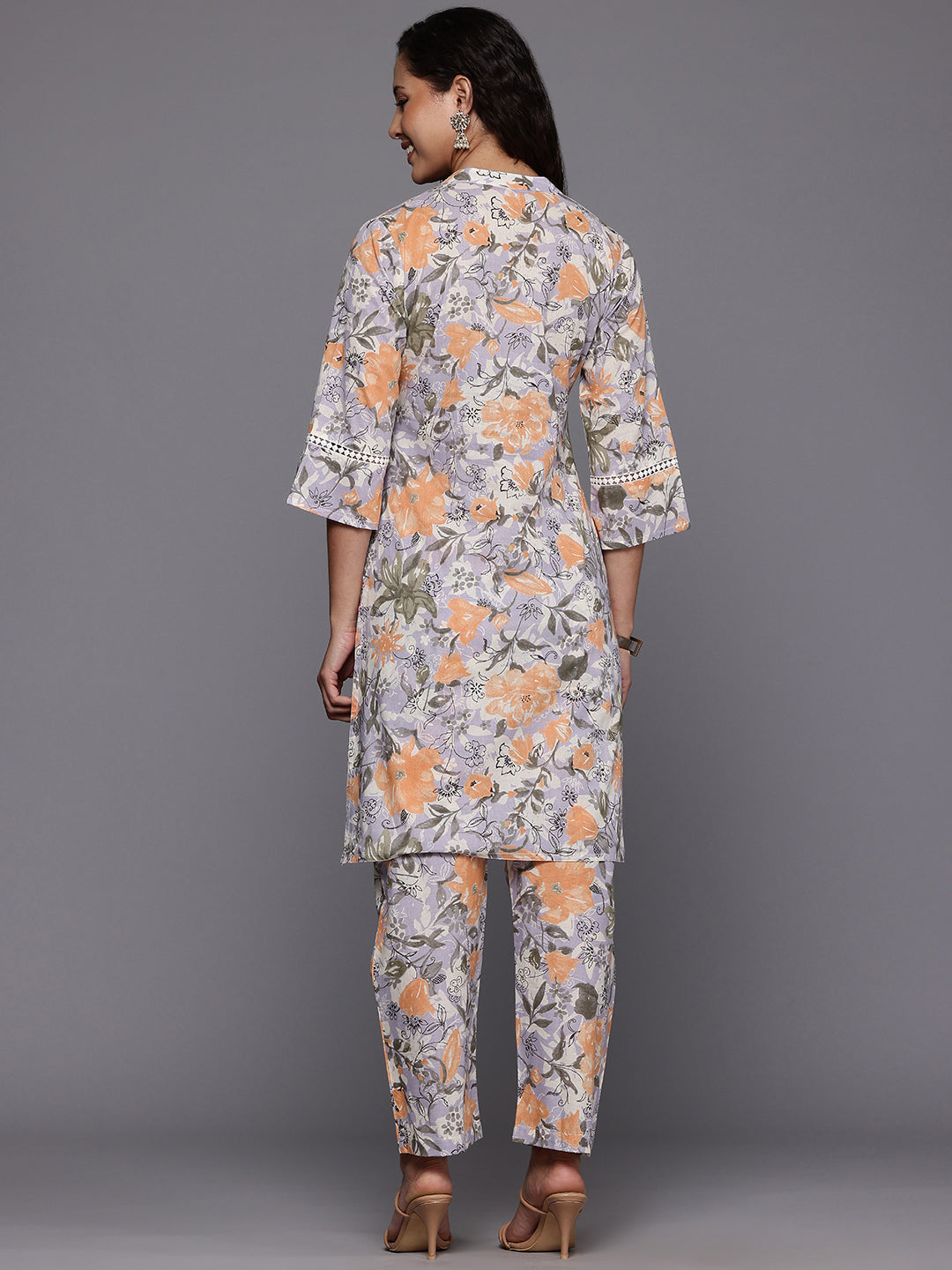 Varanga Women Purple Floral Printed Co-Ord Set - Distacart
