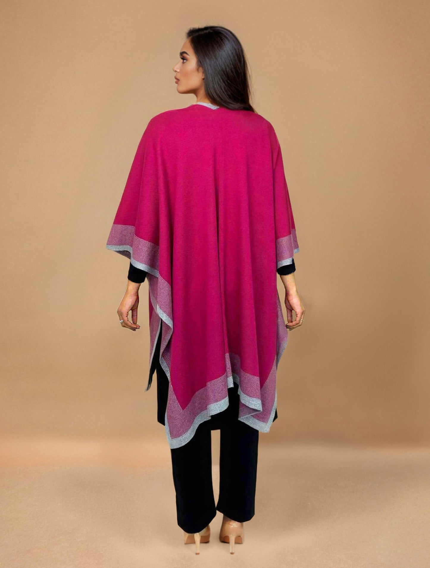 trueBrowns Pink Woollen Kaftan Cape - Distacart