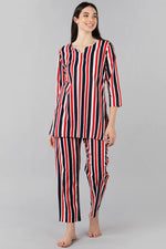 Thumbnail for Ahika Multi Colour Cotton Striped Night Suit - Distacart
