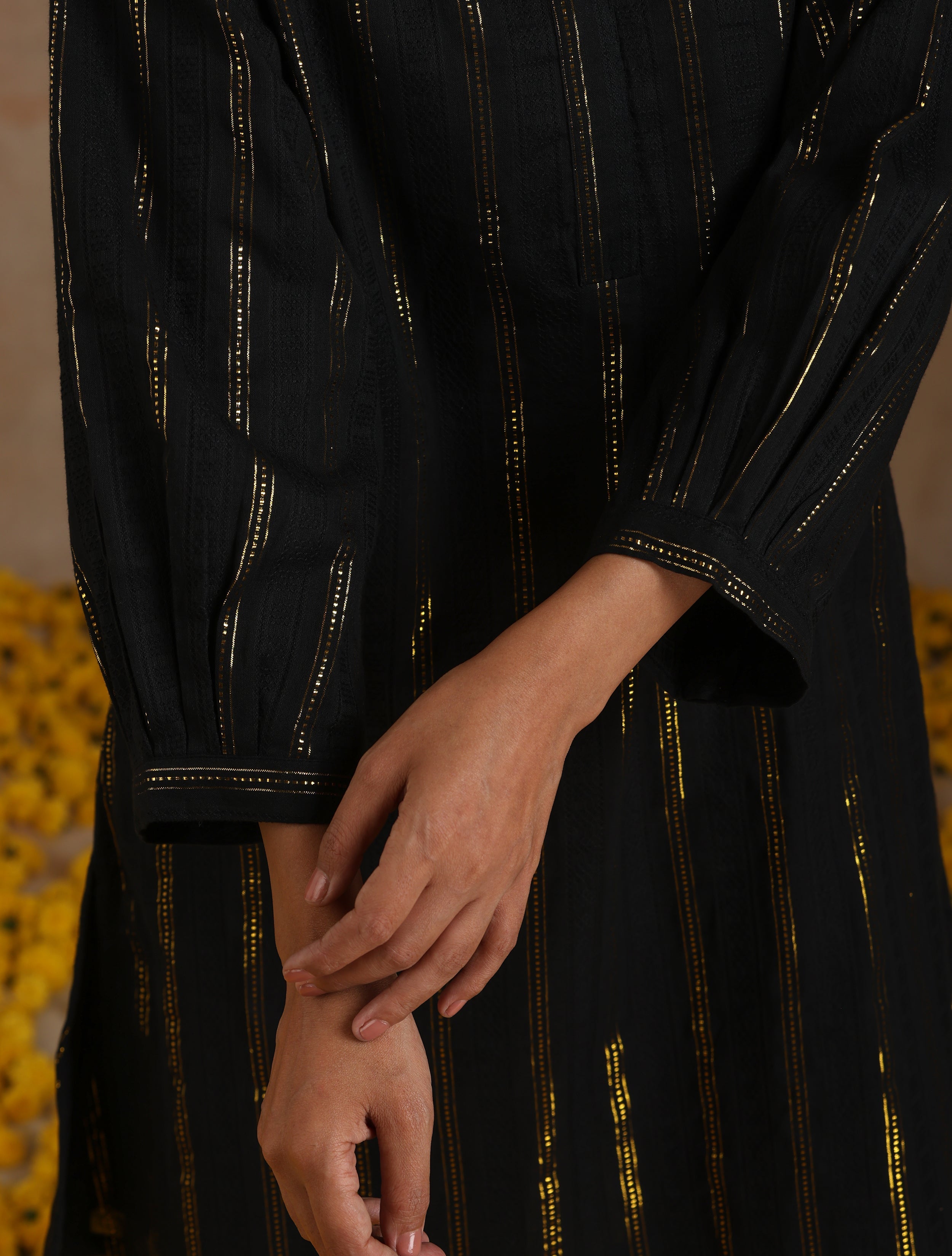 trueBrowns Black Gold Cotton Relaxed Co-Ord Set - Distacart
