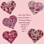 Thumbnail for confect pink mini roses lips i silver hearts vermcelli and white pearls sprinkles for baking cake decorative baby shower sprinkles edible sprinkles mix pack of 5