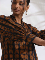 Thumbnail for trueBrowns Black Cotton Print Straight Kurta Set