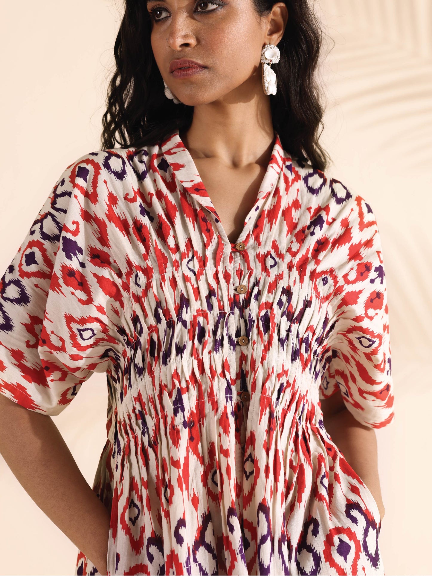 trueBrowns Carrot Cotton Ikat Dress - Distacart
