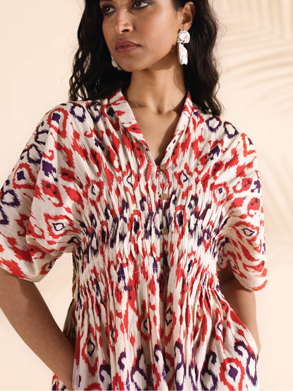 trueBrowns Carrot Cotton Ikat Dress - Distacart