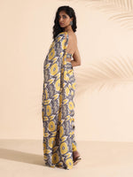 Thumbnail for trueBrowns Yellow Muslin Ikat Saree