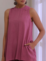 Thumbnail for trueBrowns Onion Pink Dobby Sleeveless Short Co-Ord Set - Distacart