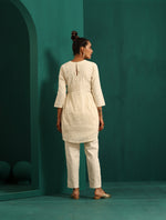 Thumbnail for trueBrowns Ivory Tonal Cotton Side Gathers Co-ord Set - Distacart