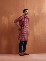 Thumbnail for trueBrowns Men's Beige Printed Kurta