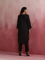Thumbnail for trueBrowns Black V Neck Kurta Co-ord Set