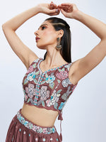 Thumbnail for House of Panchhi Rose Gold Pure Georgette Sequins And Thread Embroidery Lehenga Choli & Dupatta - Distacart