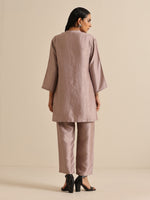 Thumbnail for trueBrowns Grey Silk Texture Relaxed Co-Ord Set - Distacart